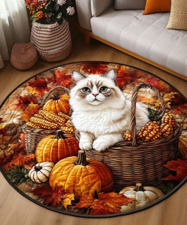 Autumn Paws Paradise Quilted Round Mat
