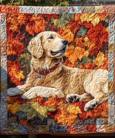 Autumn Retriever Moments Quilted Blanket
