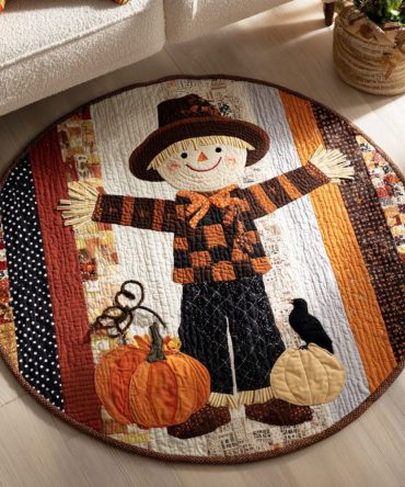 Autumn Scarecrow Quilted Round Mat