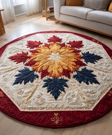 Autumn Snowflake Radiance Quilted Round Mat