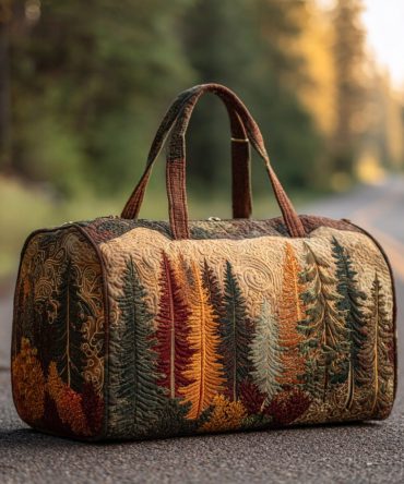Autumn Trail Quilted Duffle Bag — Quilted Fall Leaf Weekender & Carry-On Travel Bag for Weekend Getaways, Gym & Overnight Trips