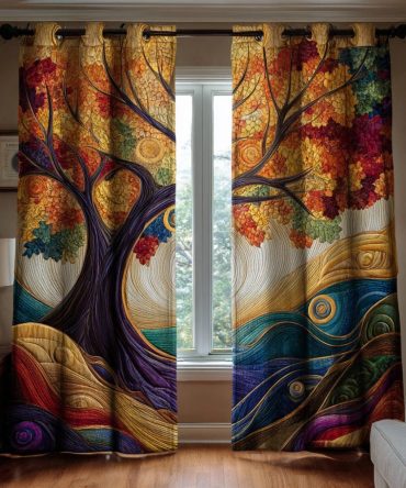 Autumn Tree Of Life Quilted Curtains