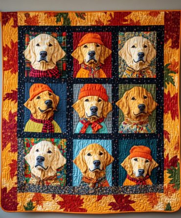 Autumn Vibes & Retriever Love Quilted Blanket