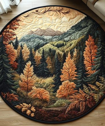 Autumn Woodland Majesty Quilted Round Mat