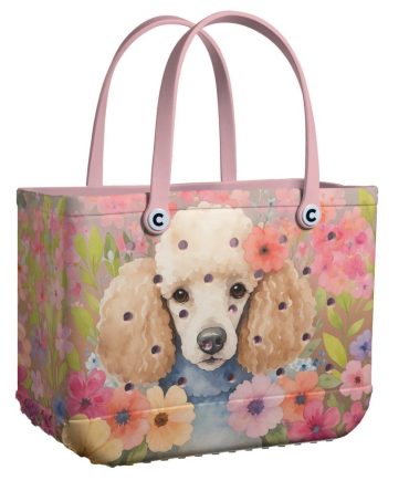 Charming Poodle Floral Tote Bag – Perfect For Dog Lovers, Stylish & Durable Handbag For Everyday Use