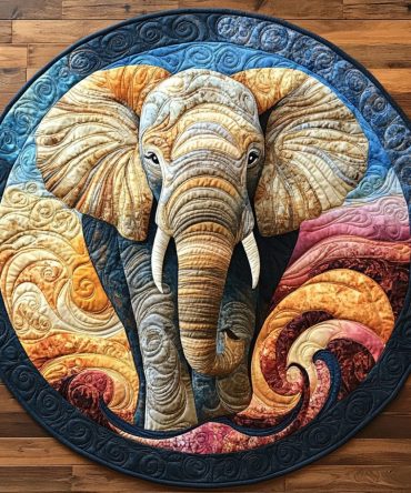 Baby Elephant Trail Quilted Round Mat