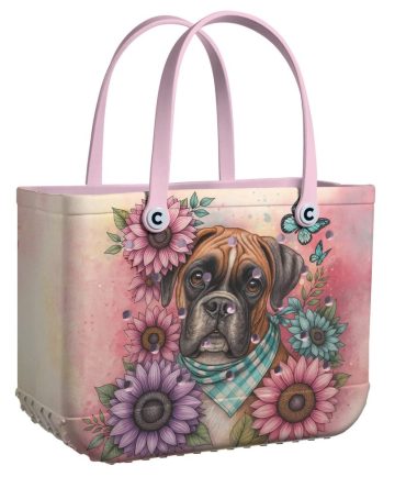 Charming Dog & Floral Tote Bag - Stylish, Durable & Perfect For Pet Lovers!