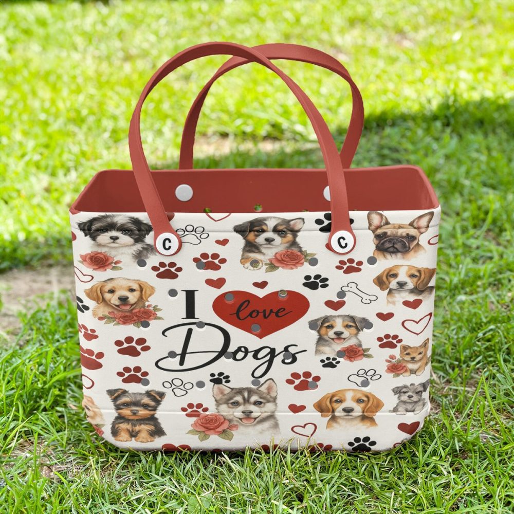 I Love Dogs Tote Bag - Cute Puppy Print, Perfect Gift For Dog Lovers, Stylish & Durable Handbag - Image 2