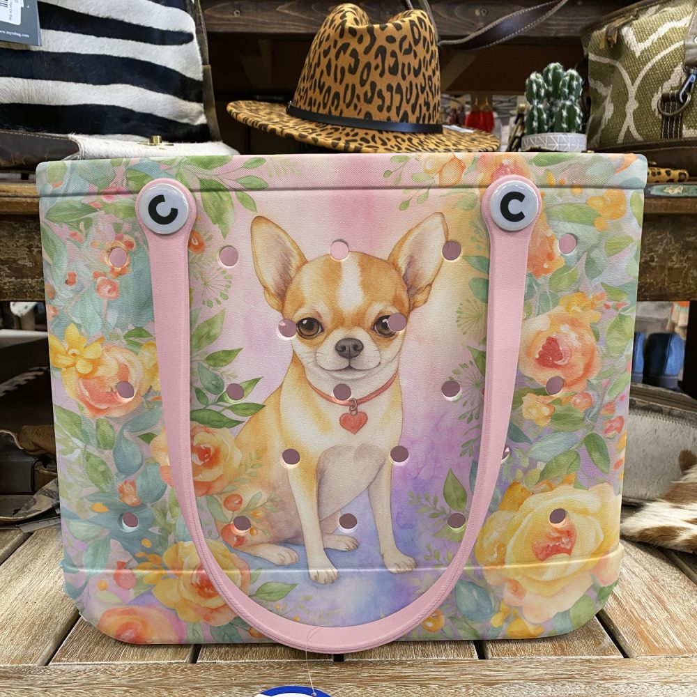 Adorable Chihuahua Tote Bag - Floral Design, Perfect For Dog Lovers & Fashionistas! - Image 6