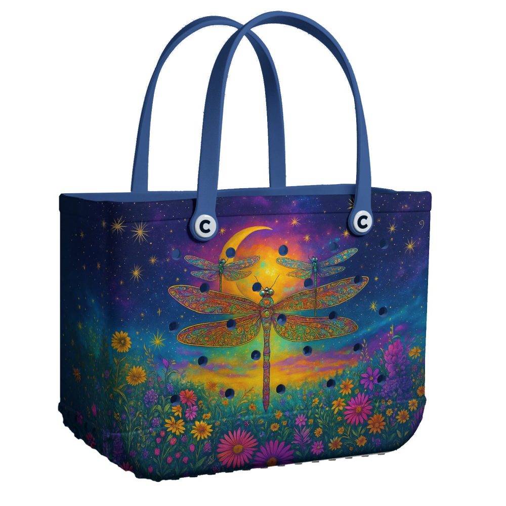 Vibrant Dragonfly Tote Bag – Cosmic Night Sky Design, Eco-Friendly, Spacious & Stylish