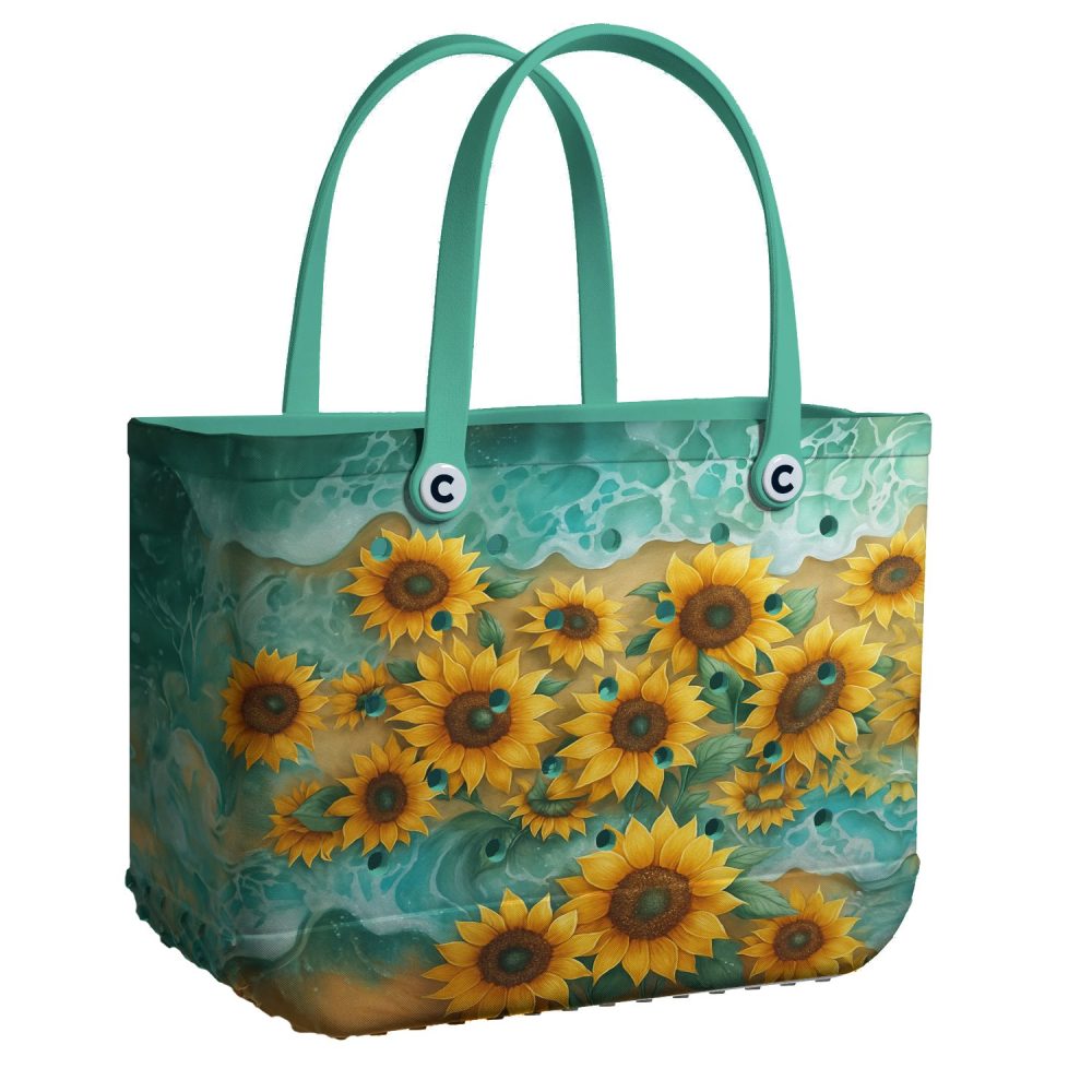 Vibrant Sunflower Tote Bag - Waterproof & Stylish Beach Accessory