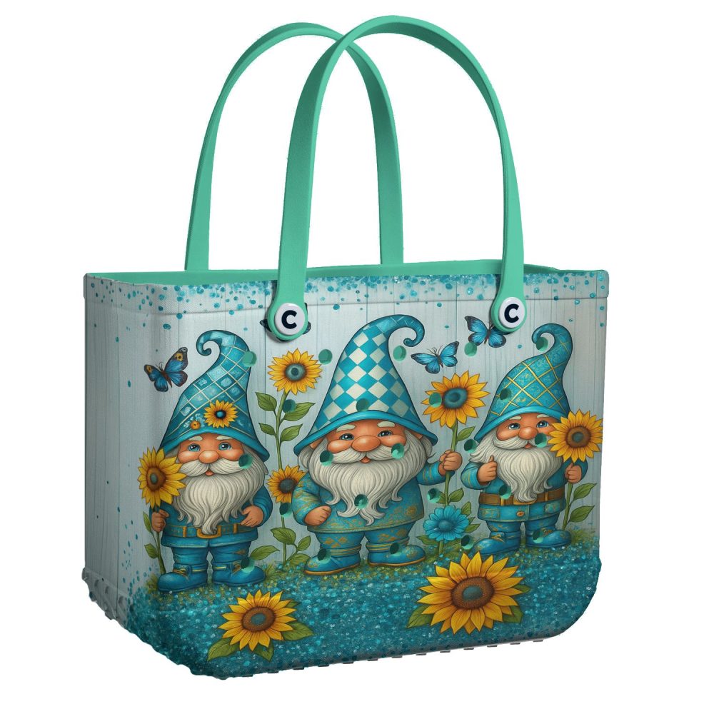 Whimsical Gnome Tote Bag - Colorful Handbag With Sunflowers & Butterflies - Perfect For Everyday Use!