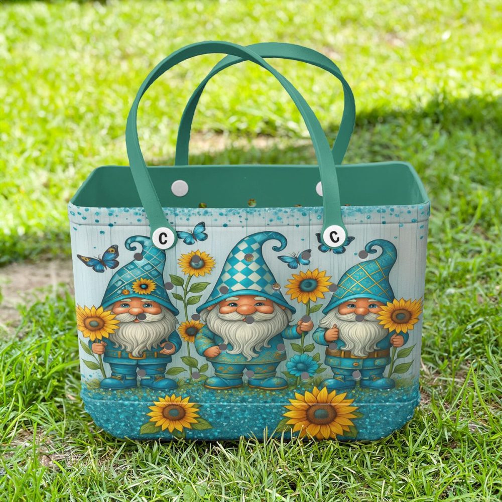 Whimsical Gnome Tote Bag - Colorful Handbag With Sunflowers & Butterflies - Perfect For Everyday Use! - Image 2