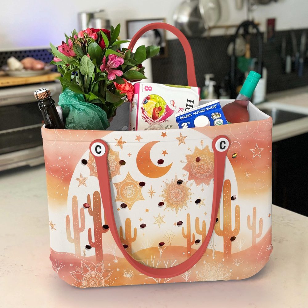 Stylish Sunset Cactus Tote Bag – Boho Chic Design For Everyday Adventure - Image 3