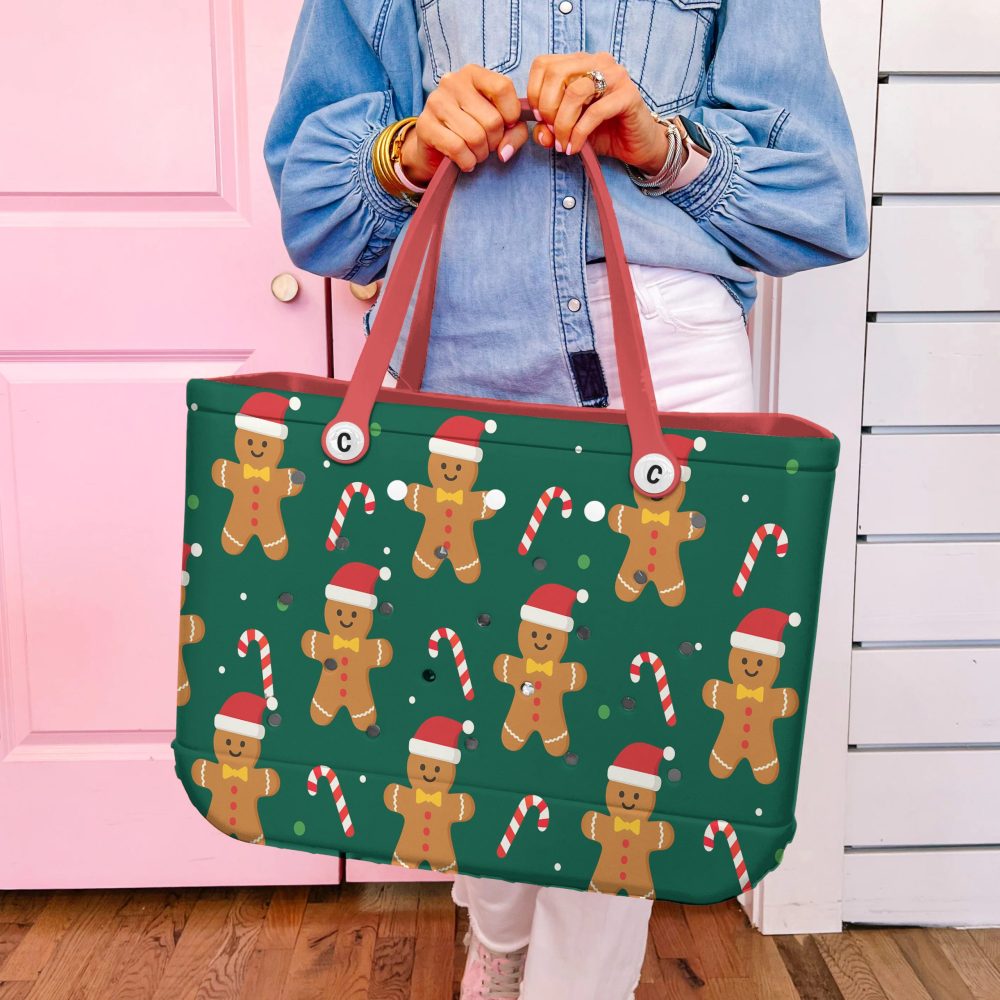 Festive Gingerbread & Candy Cane Tote Bag - Perfect For Holiday Shopping & Gifts - Image 3