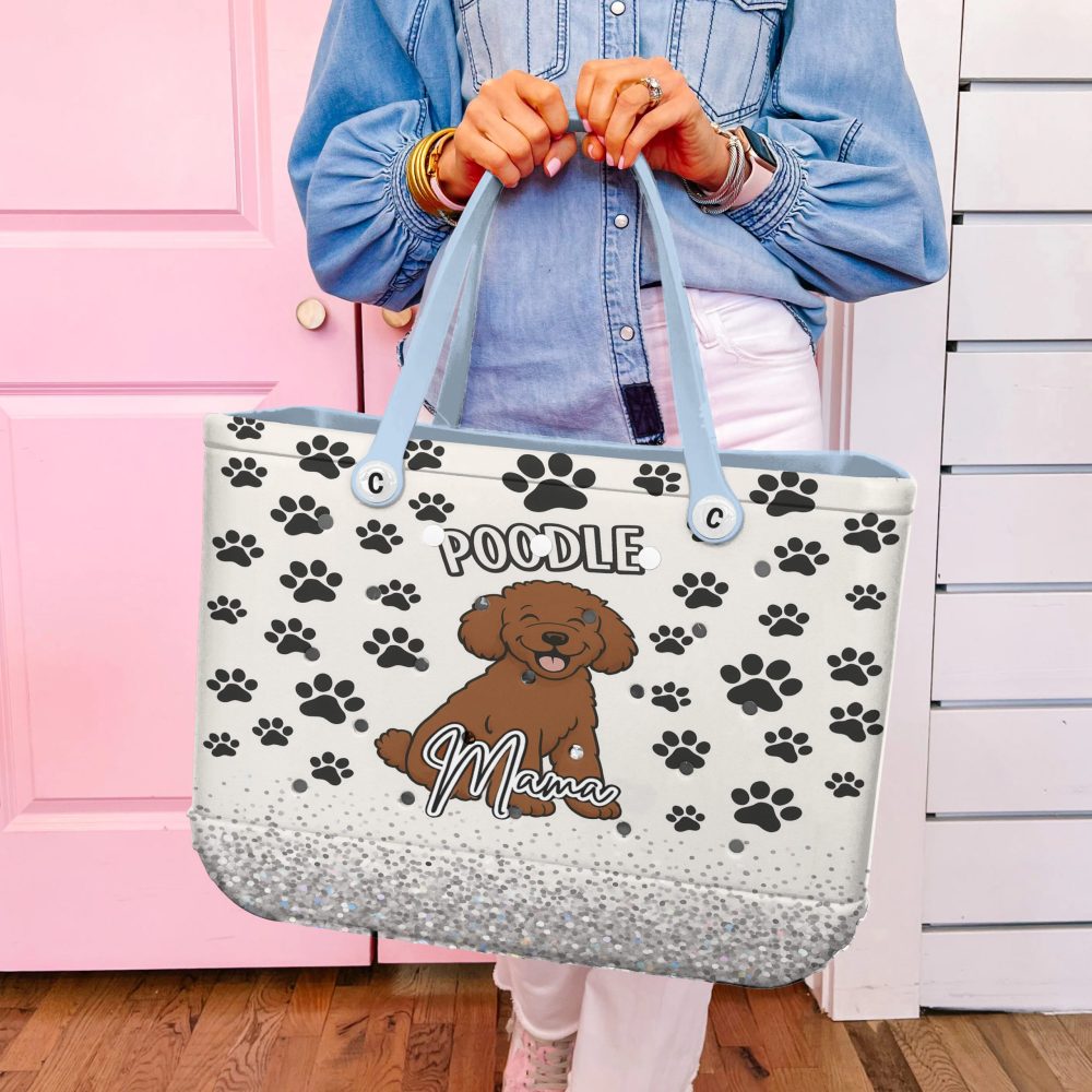 Poodle Mama Tote Bag – Cute Paw Print Design For Dog Lovers – Durable & Stylish Handbag - Image 4