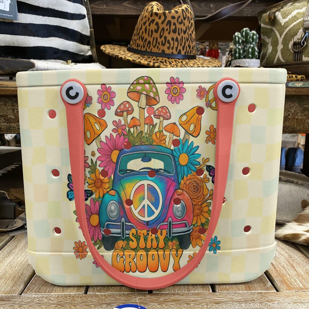 Stay Groovy Hippie Tote Bag – Colorful Retro Design, Perfect For Beach & Everyday Use - Image 5
