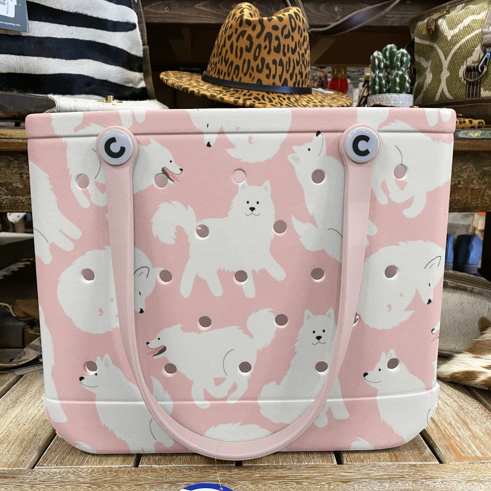 Chic Pink Dog Pattern Tote Bag - Durable, Stylish & Spacious For Everyday Use - Image 5