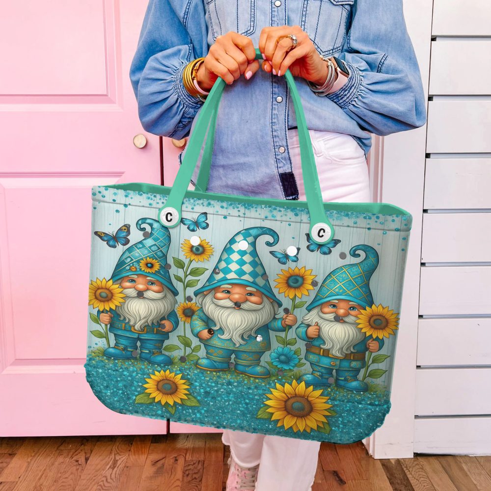 Whimsical Gnome Tote Bag - Colorful Handbag With Sunflowers & Butterflies - Perfect For Everyday Use! - Image 5