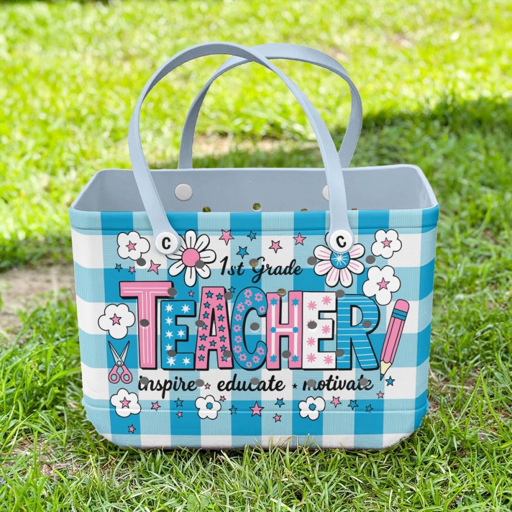 1St Grade Teacher Tote Bag - Inspire, Educate, Motivate - Cute Floral Design Gift - Image 4
