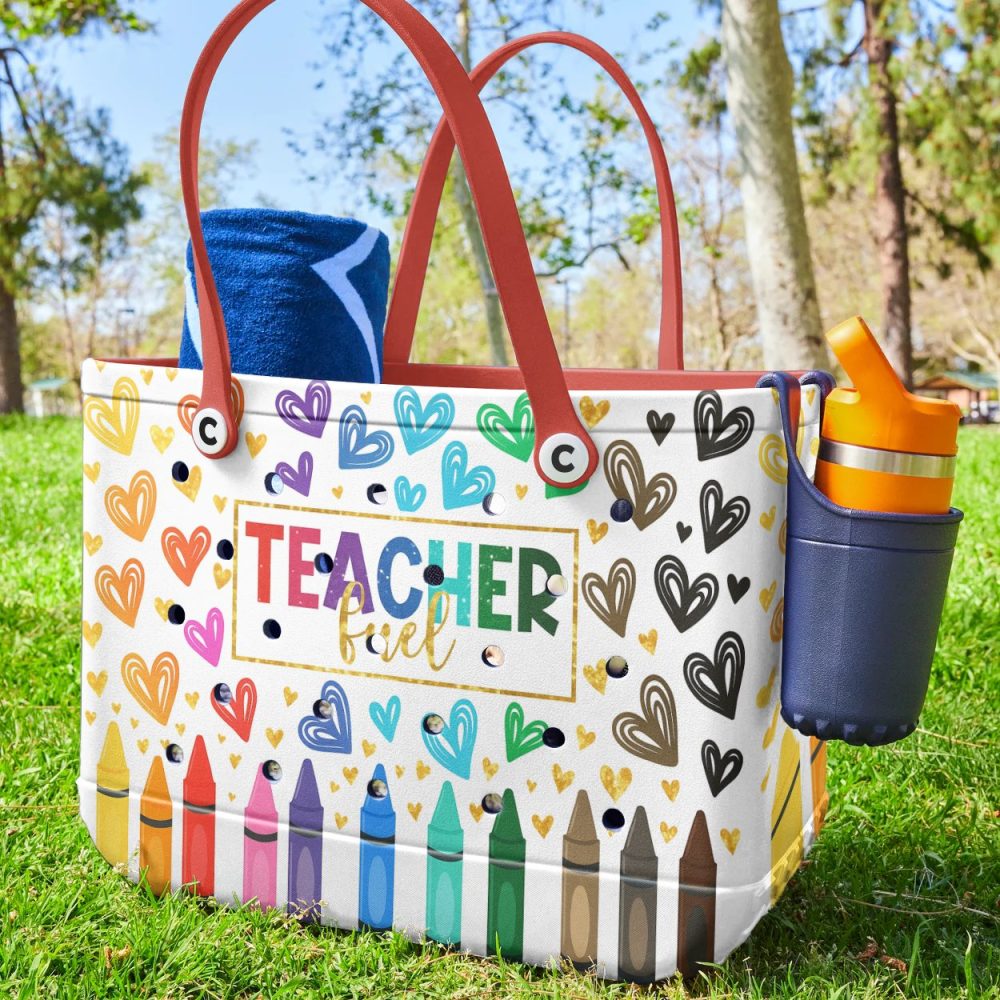 Colorful 'Teacher Fuel' Tote Bag – Perfect Gift For Educators, Stylish & Spacious! - Image 5