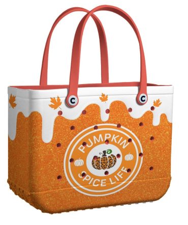 Pumpkin Spice Tote Bag – Stylish Fall Accessory With Autumn Leaves Design, Perfect For Seasonal Outfits