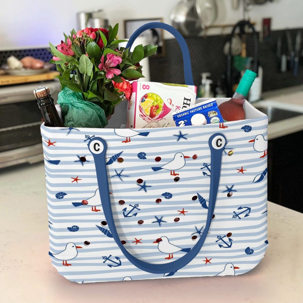 Stylish Nautical Tote Bag - Seagull Print, Beach Ready, Durable & Spacious - Perfect For Summer Outings! - Image 3