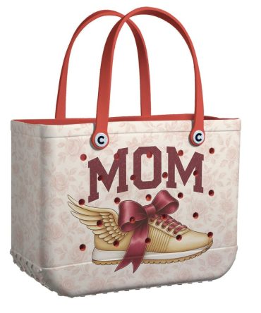 Stylish 'Mom' Tote Bag With Floral Design & Bow Accent - Perfect Mother'S Day Gift