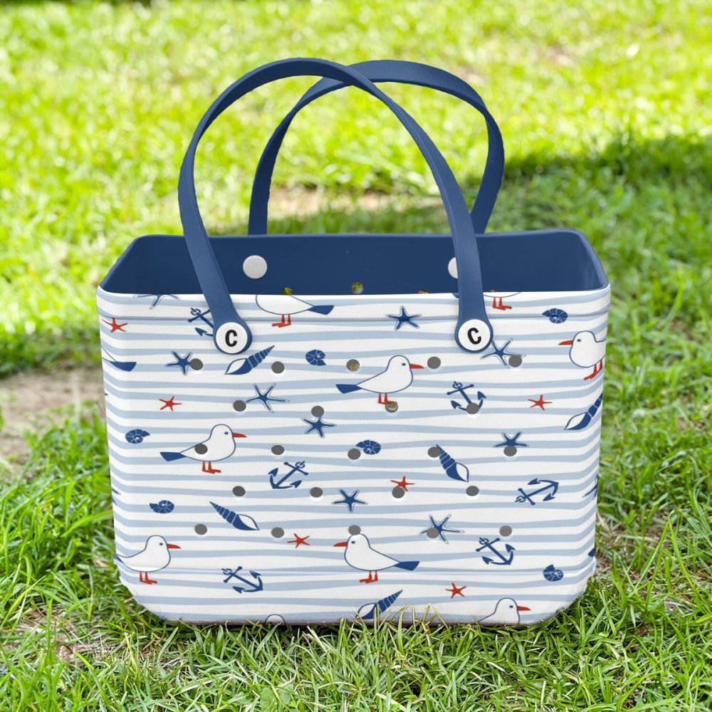 Stylish Nautical Tote Bag - Seagull Print, Beach Ready, Durable & Spacious - Perfect For Summer Outings! - Image 4