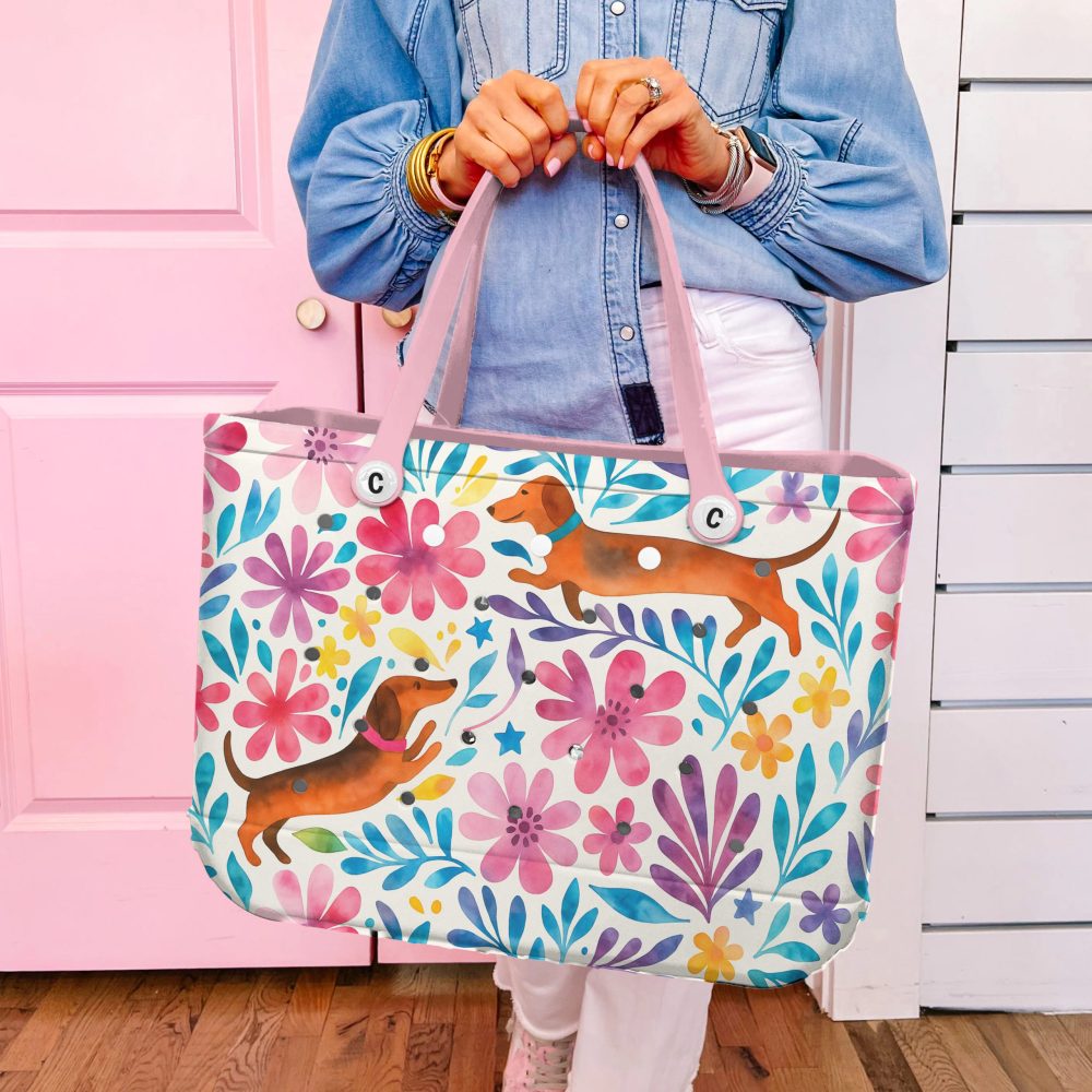 Dachshund Floral Tote Bag – Cute & Colorful Handbag For Dog Lovers - Image 4