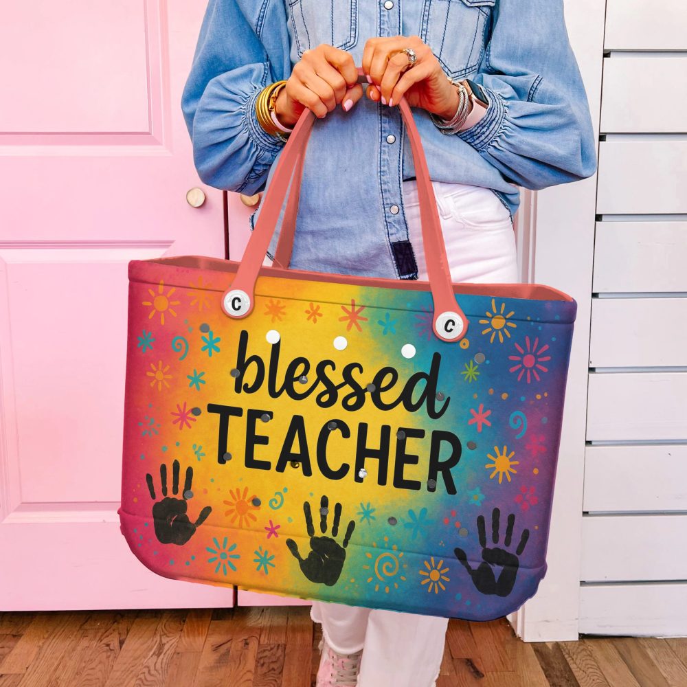 Vibrant 'Blessed Teacher' Tote Bag – Perfect Gift For Educators, Durable & Stylish - Image 3