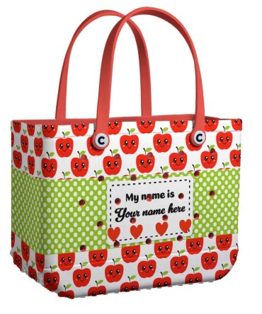 Customizable Cute Apple Tote Bag - Personalized Name, Eco-Friendly, Stylish & Fun Design!