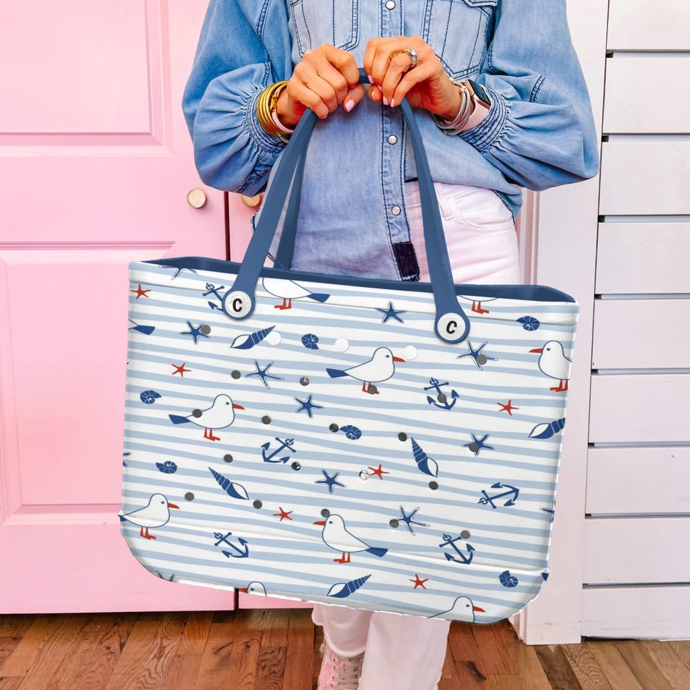 Stylish Nautical Tote Bag - Seagull Print, Beach Ready, Durable & Spacious - Perfect For Summer Outings! - Image 5