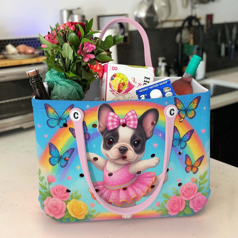 Adorable French Bulldog Rainbow Tote Bag – Cute & Colorful Design With Butterflies – Perfect For Dog Lovers! - Image 5