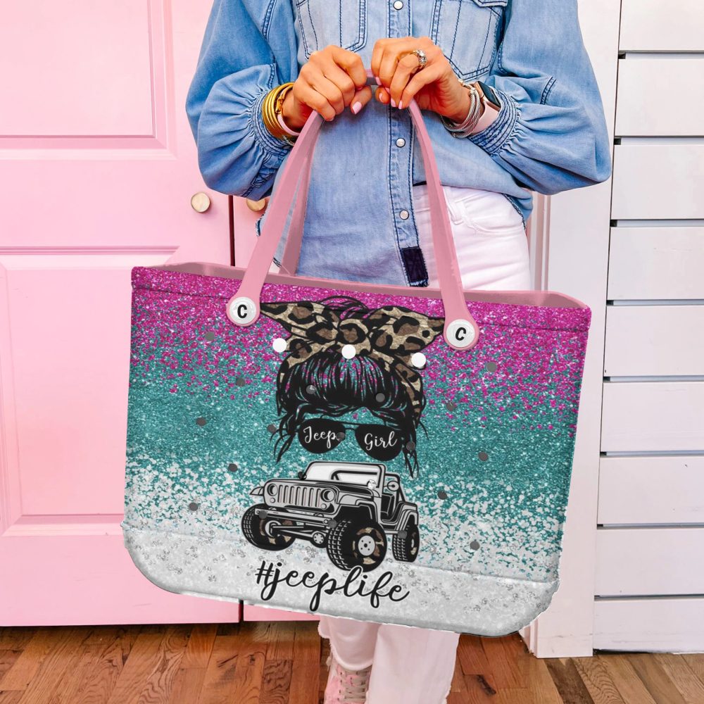 Stylish Jeep Girl Tote Bag - Glitter Design, Durable & Trendy Handbag For #Jeeplife Lovers - Image 5