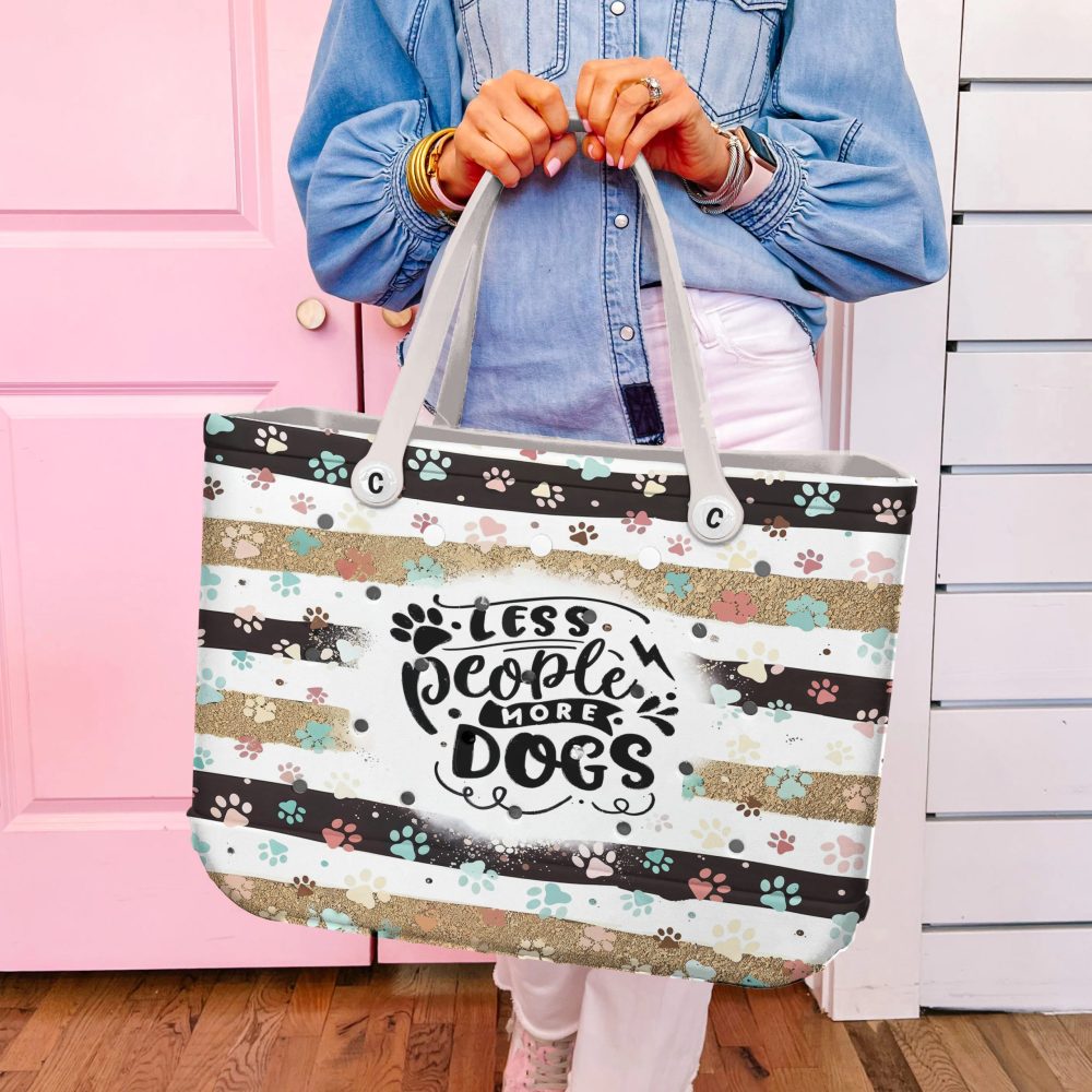 Trendy Dog Lover Tote Bag - 'Less People More Dogs' Design, Durable & Stylish! - Image 5