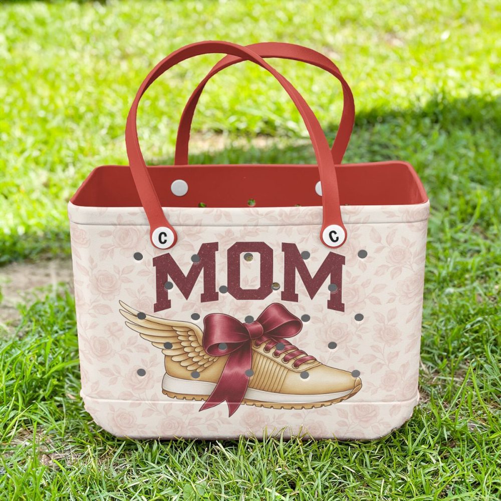 Stylish 'Mom' Tote Bag With Floral Design & Bow Accent - Perfect Mother'S Day Gift - Image 2