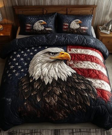 Bald Eagle Majesty 3-Piece Quilted Bedding Set