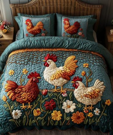 Barnyard Beauties 3-Piece Quilted Bedding Set