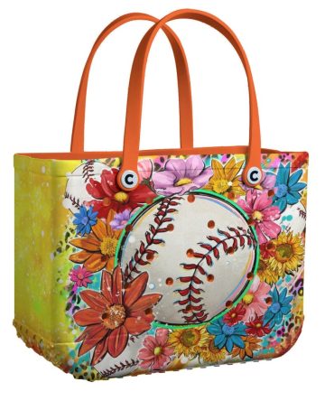 Bucket Tote Bag, Limited Edition Bogg Bag, Beach Bag Baseball Bloom
