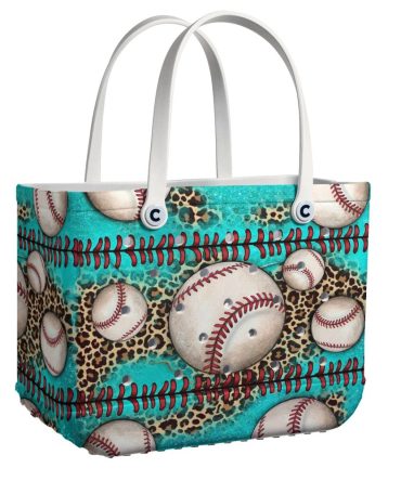 Stylish Baseball & Leopard Print Tote Bag - Durable, Spacious, Perfect For Sports Fans