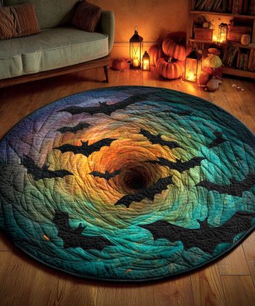 Bat Swirl Quilted Round Mat