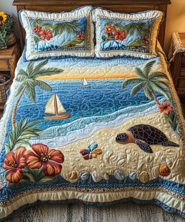 Beach Breeze 3-Piece Quilted Bedding Set