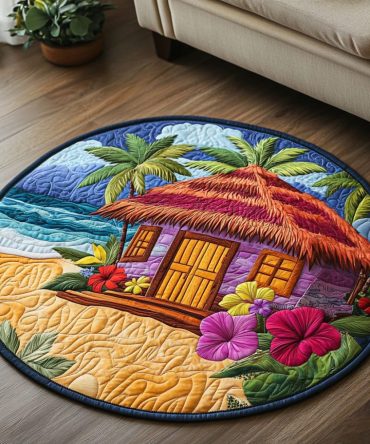 Beach Oasis Quilted Round Mat