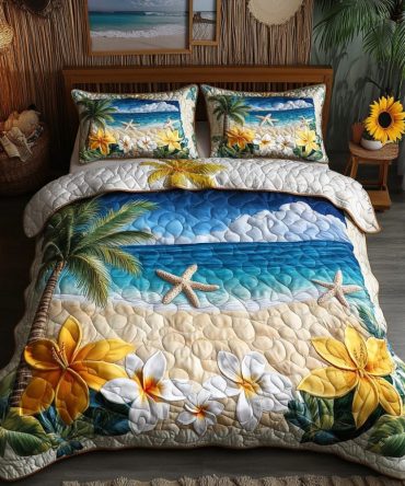 Beach Vibes 3-Piece Quilted Bedding Set