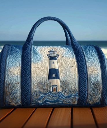 Beacon Point Quilted Duffle Bag — Quilted Weekender Travel Duffle, Carry-On Gym & Overnight Bag in Nautical Preppy Style