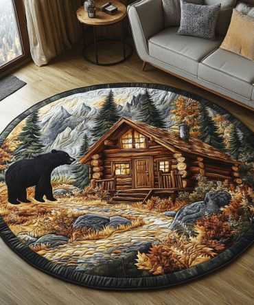 Bear Country Cabin Quilted Round Mat