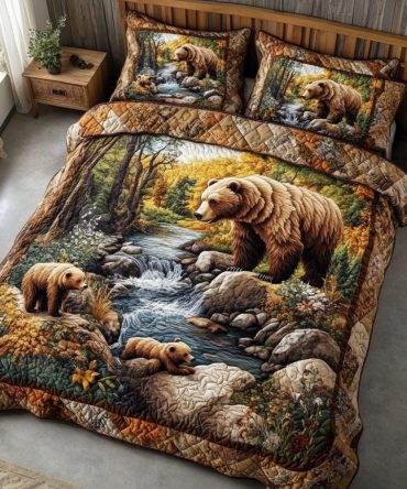 Bear Haven 3-Piece Quilted Bedding Set