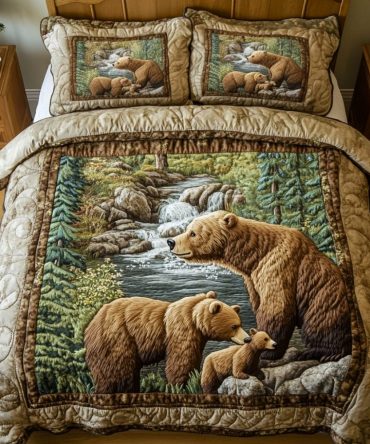 Bear Spirit 3-Piece Quilted Bedding Set