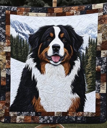 Bernese Mountain Companion Quilted Blanket